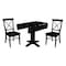 International Concepts 36 in. Solid Wood Square Dual Drop Leaf Dining Table with 2 Chairs in Black K46-36SDP-C613-2 - alternate 6